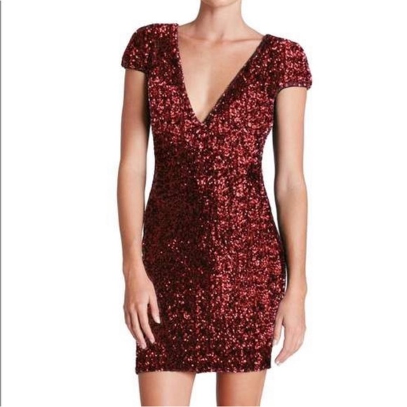 Dress the Population Red Sequin Cocktail Dress - Picture 2 of 12